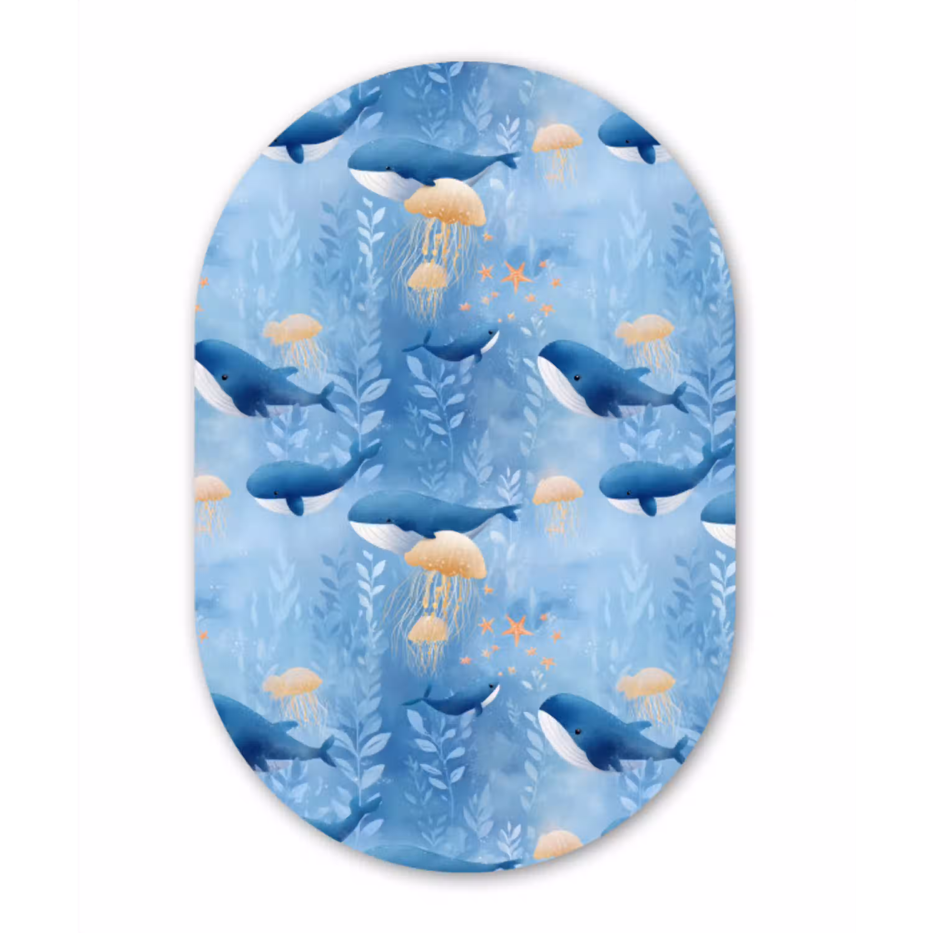 Walvissen - Oceaan - Blauw Wandcirkel Ovaal Aluminium middel 839 -3d