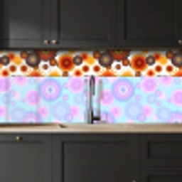 Design - Retro - Oranje - Bloemen keuken achterwand 2 middel 871 -sfeer1
