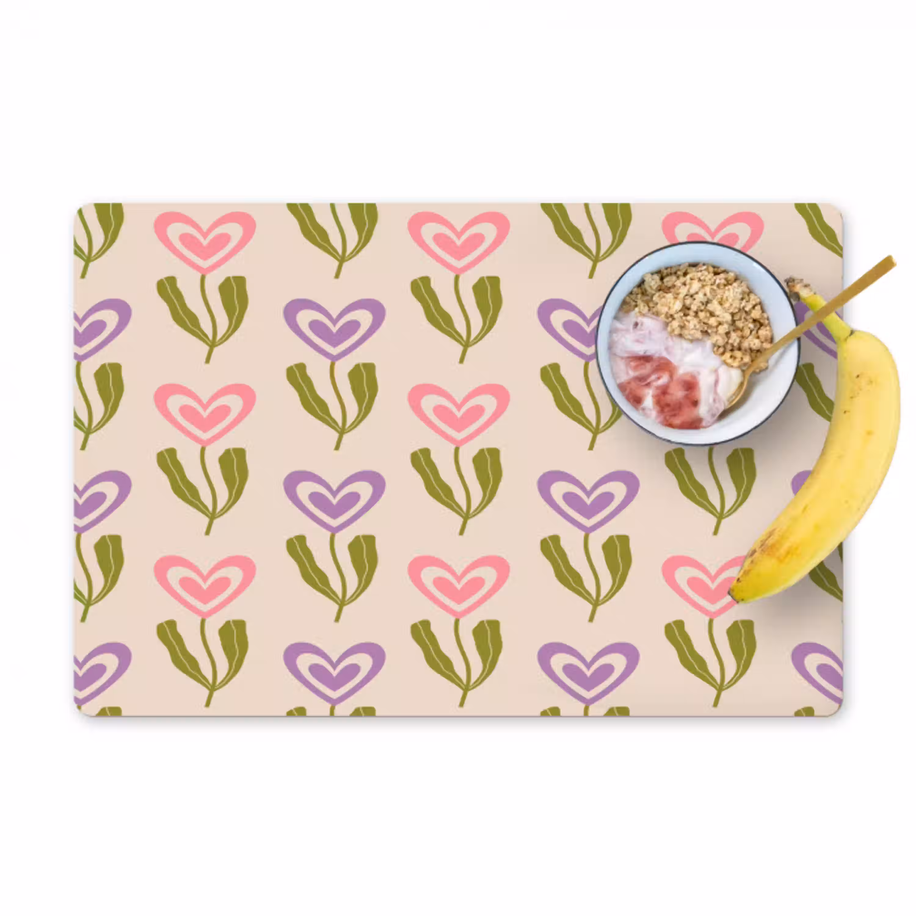 Bloemen - Hartjes - Patroon Placemat vinyl groot 368 -zzzproduct_Kitchenyeah-website