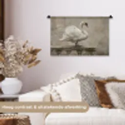 Zwaan - Elegant - Dieren - Wit Wandkleed katoen klein -sfeer1