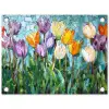 Mozaïek - Veld - Tulpen - Kleurrijk tuinposter los doek klein -3d