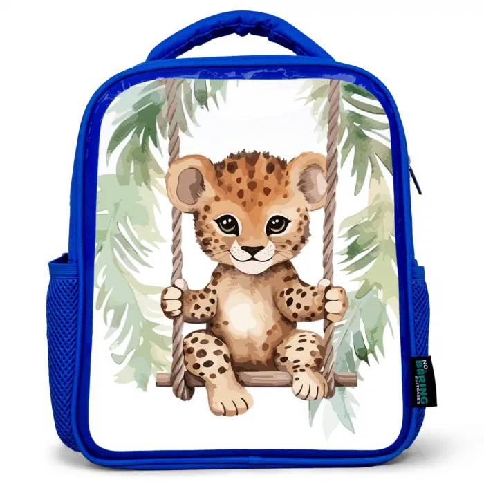 Luipaard - Dier - Kinderen - Jungle Kinderrugzak - Blauw middel -3d