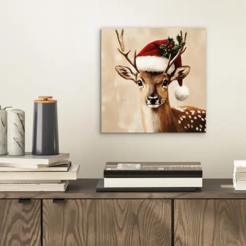 Kerst - Hert - Gewei - Rood aluminium wit klein -sfeer1