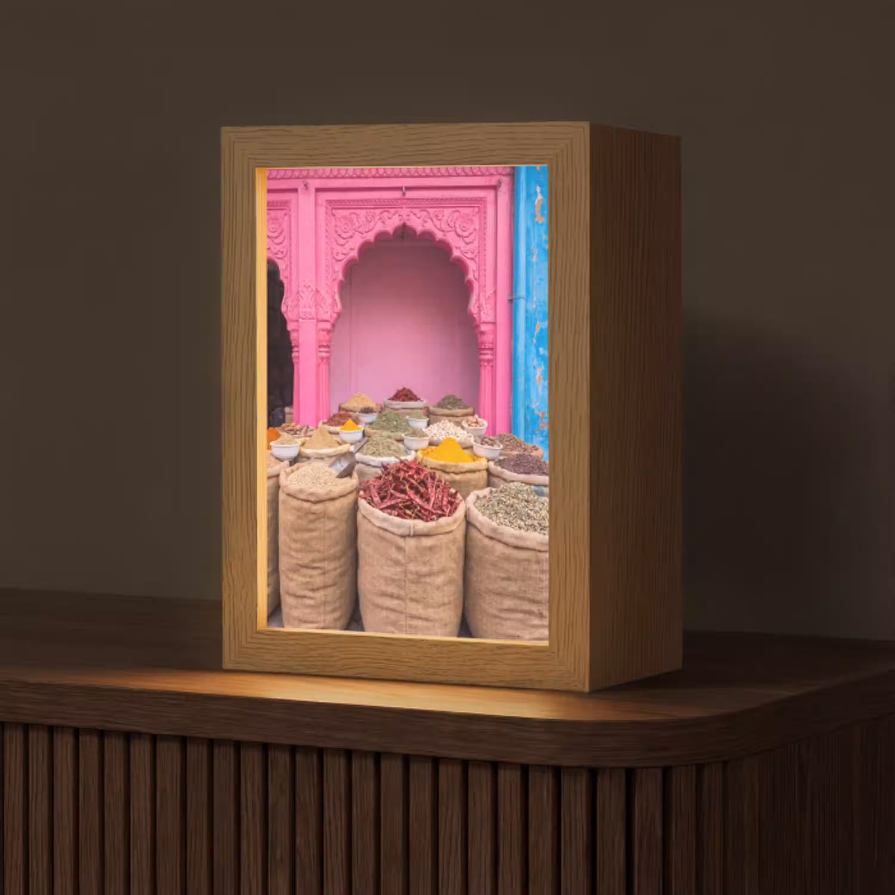 Kruiden - Markt - Roze Light Box met kabel (Tafellamp) klein -z3d_website