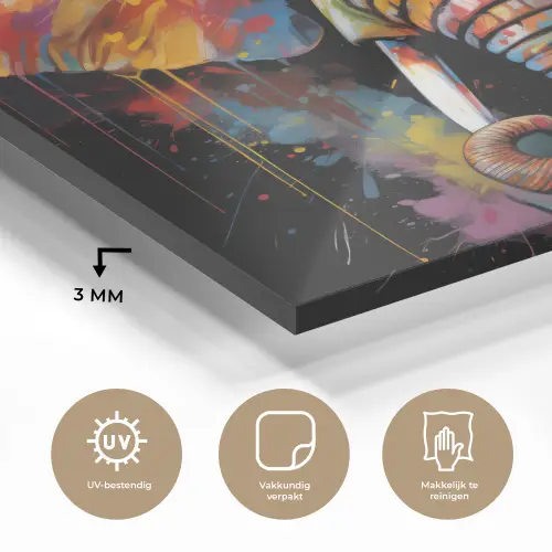 Olifant - Graffiti - Zwart - Dieren - Kleuren plexiglas 5mm klein -sfeer2