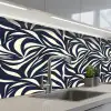 Bladvormen - Blauw - Patroon - Wit keuken achterwand 2 middel 871 -3d_schuin