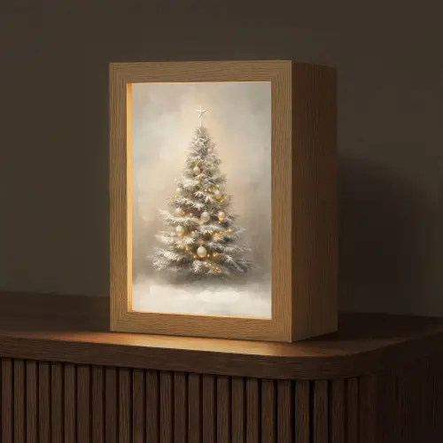 Kerst - kerstboom - Sneeuw - Art Light Box met kabel (Tafellamp) klein -z3d_website