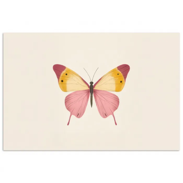 Vlinder - Illustratie - Roze poster papier klein -3d