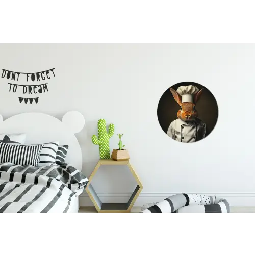 Konijn - Kok - Dier Wandcirkel aluminium klein -kinderkamer