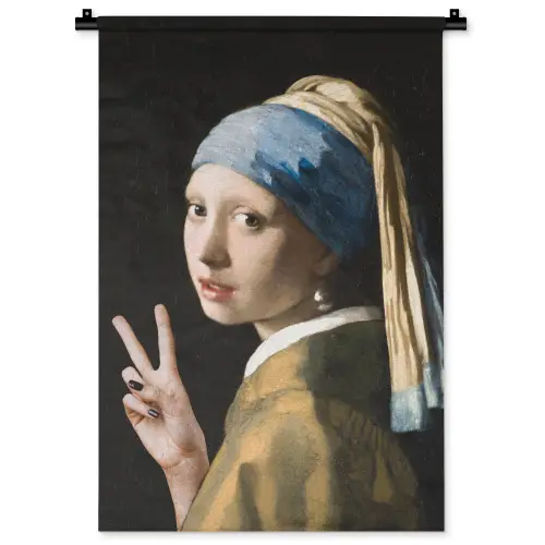 Meisje met de parel - Johannes Vermeer - Peace Wandkleed katoen klein -zz3d