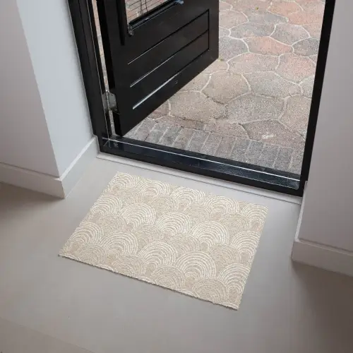 Golven - Structuur - Beige Deurmat klein 898 -sfeer5