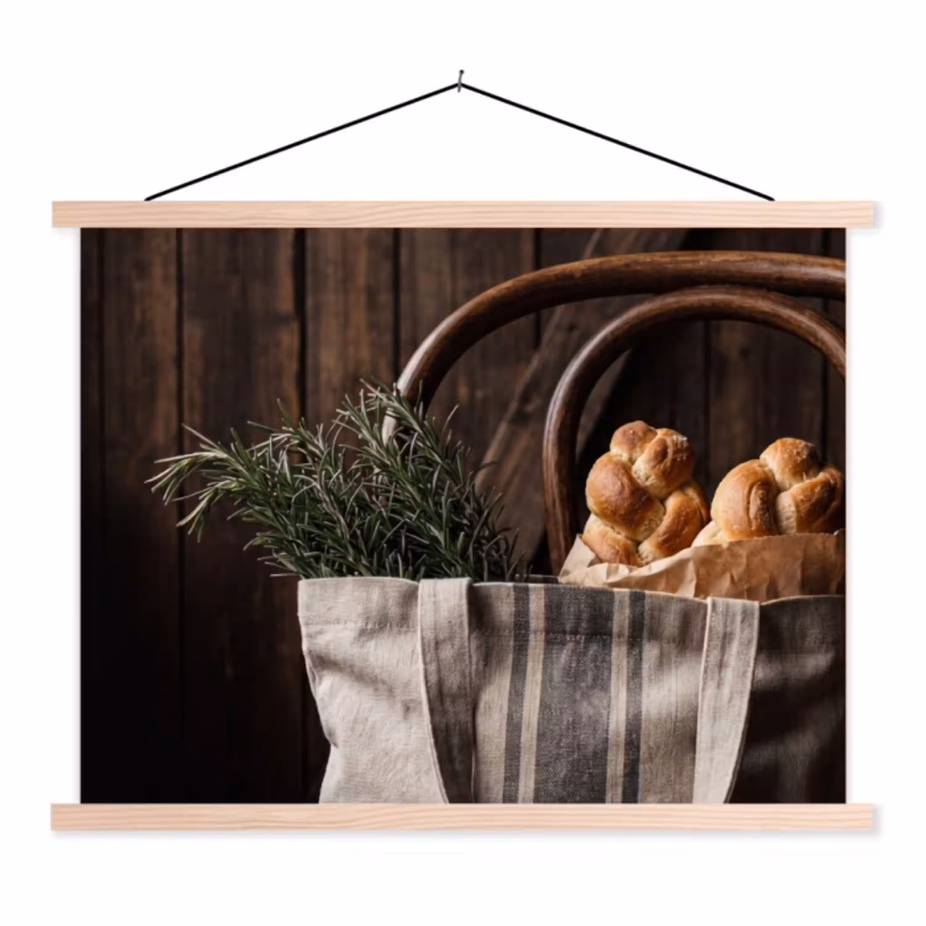 Brood - Kruiden - Eten textielposter latten blank klein -3d