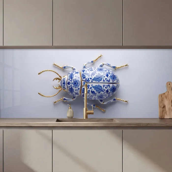 Kever - Delfts  - Blauw - Goud keuken achterwand 2 middel zz_3dshopping