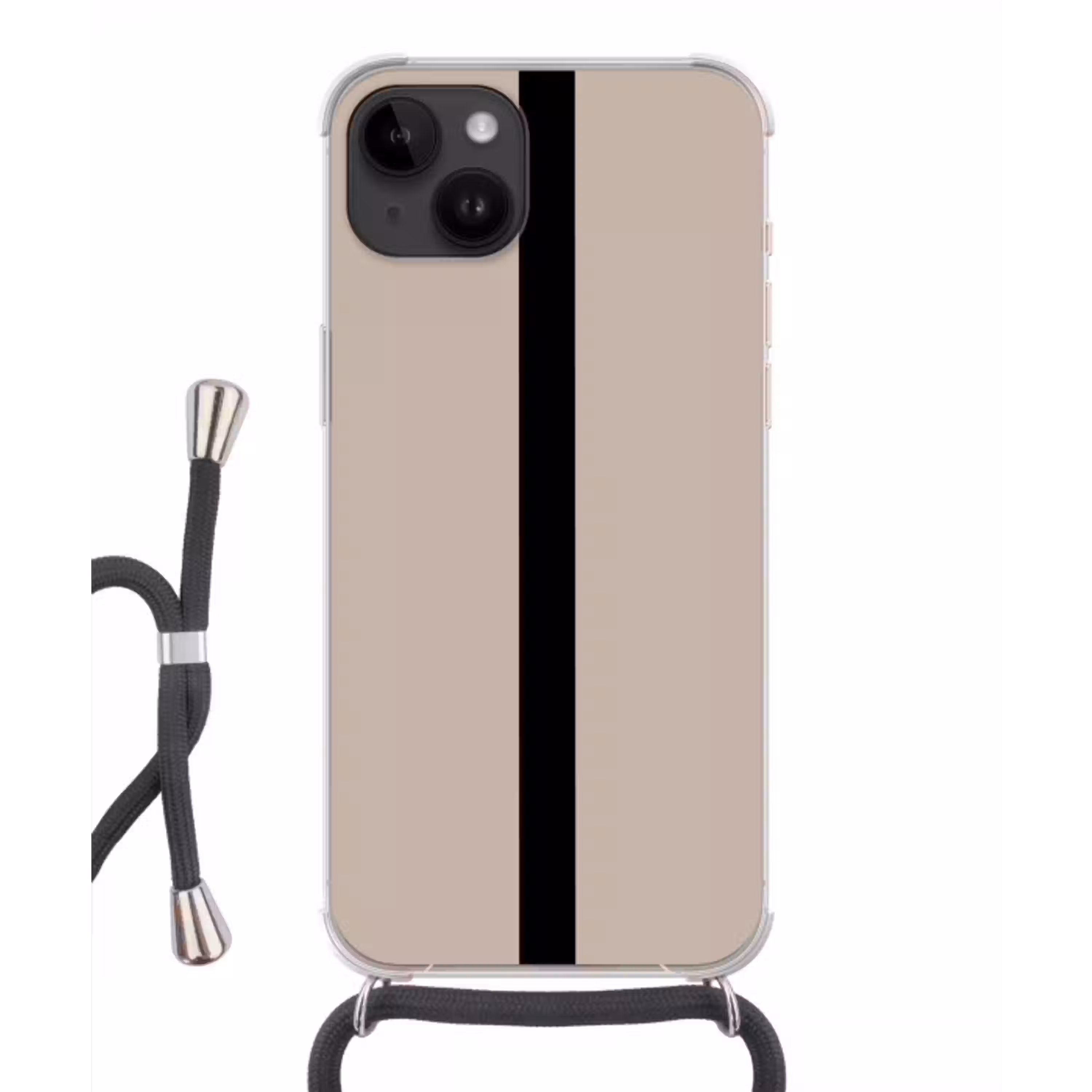 Beige - Zwart - Streep - Minimalistisch Crossbody Case iPhone 14 middel -3d