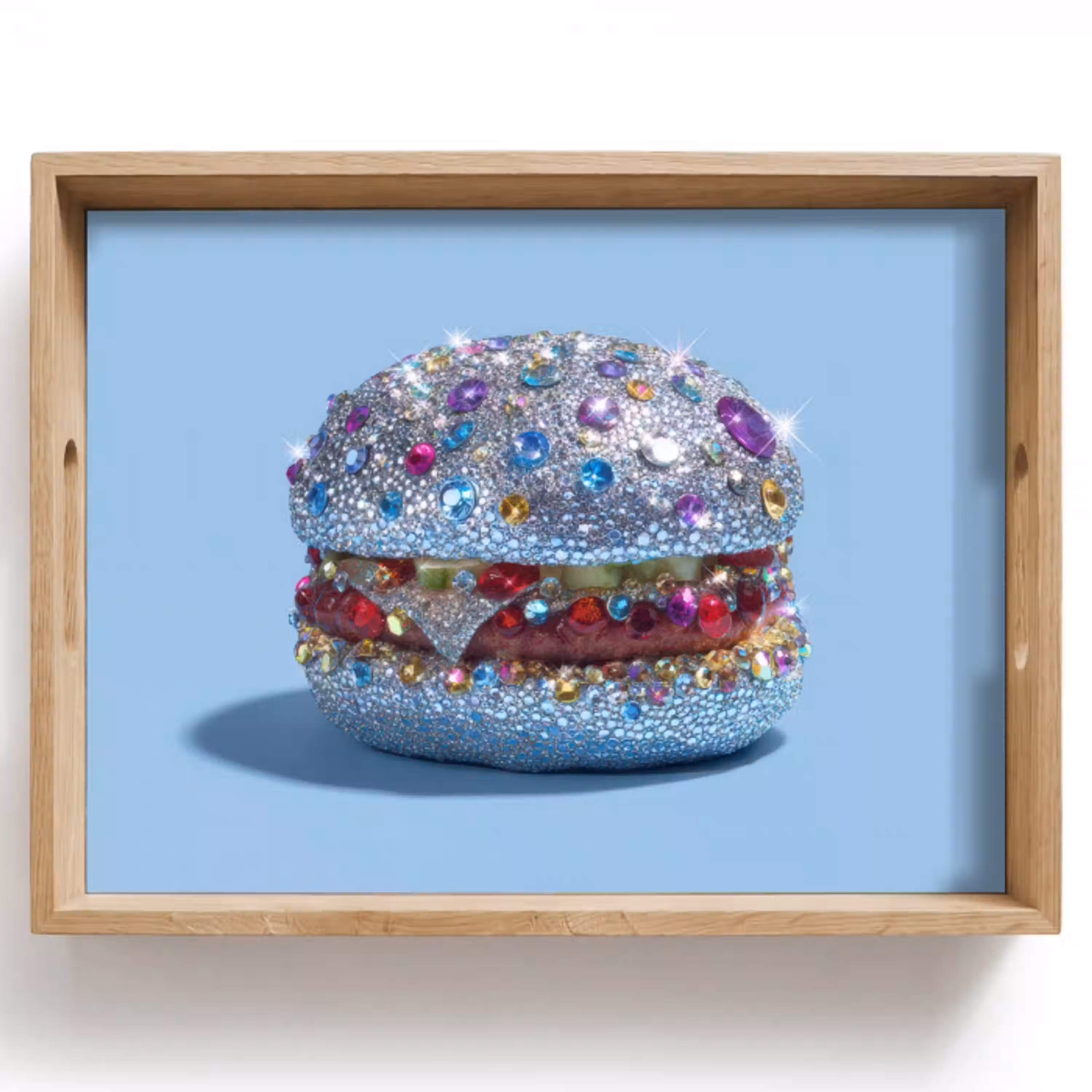 Glitters - Hamburger - Blauw Dienblad Rechthoek middel -z3d_shopping