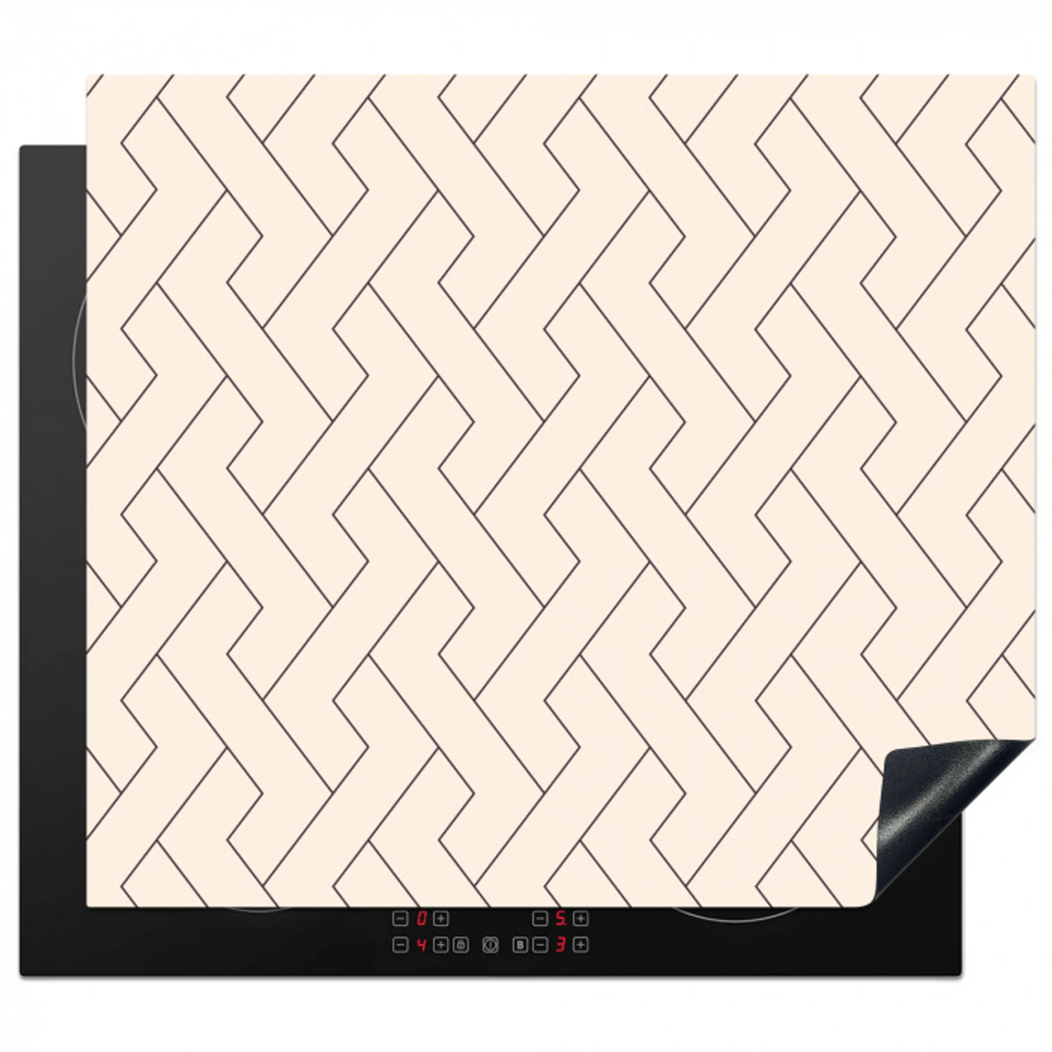 Beige - Zigzag - Patroon Inductie beschermer vinyl 3mm middel 274 -3d