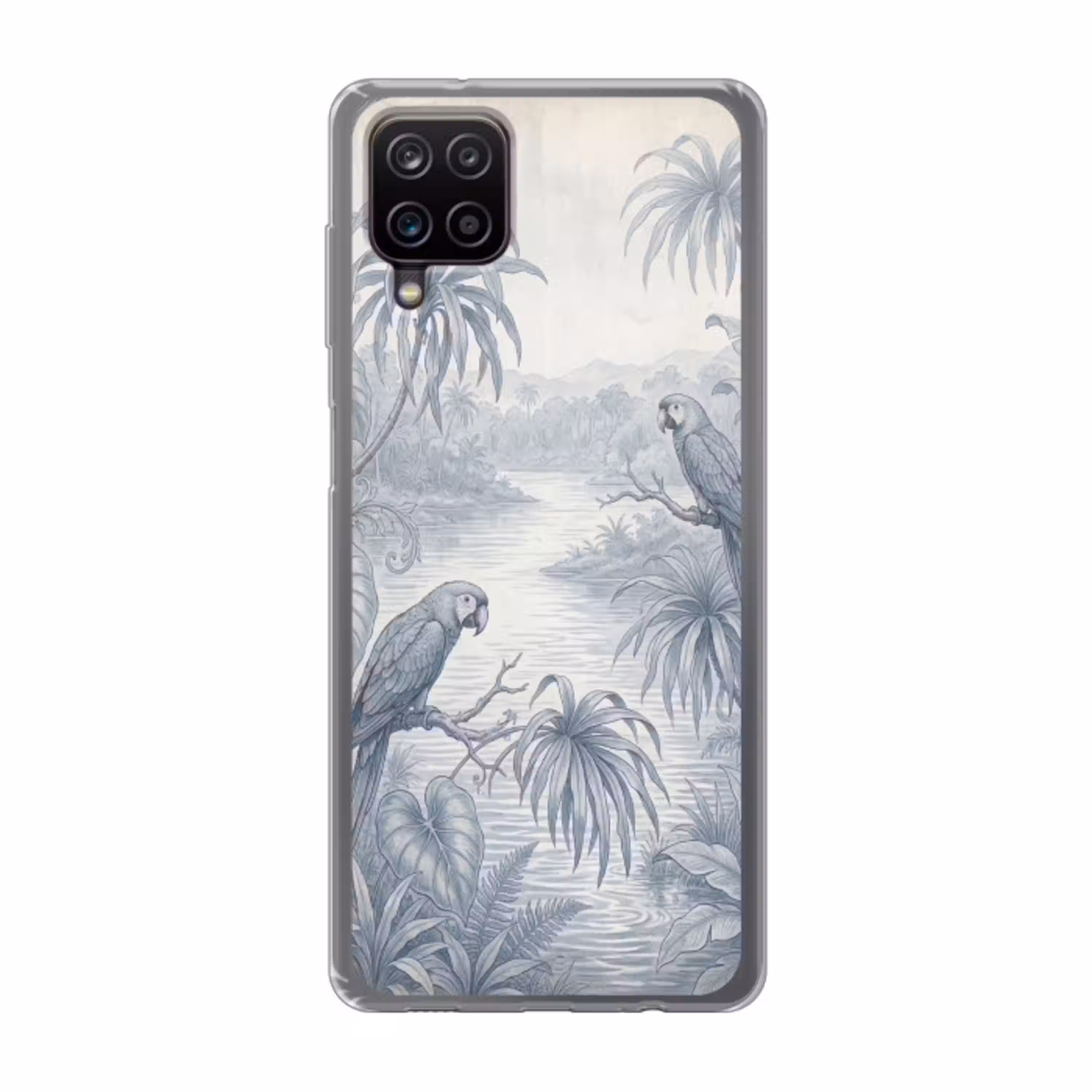Vogel - Rivier - Tropisch - Illustratie - Blauw Telefoonhoesje Samsung Galaxy A12 klein -3d