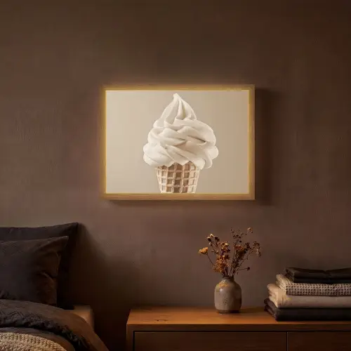 IJs - Softijs - Romig - Hoorntje - Beige Light Box met batterij (Wandlamp) middel -sfeer4