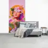 Vrouw - Abstract - Cirkel - Bloemen fotobehang vinyl groot -slaapkamer
