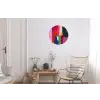 Kleurvakken - Recht - Rond - Abstract Wandcirkel aluminium klein -woonkamer