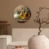 Stilleven - Olijfolie - Knoflook - Kruiden Wandcirkel kunststof plaat 5mm dik klein -sfeer1