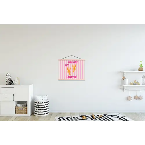 Lobster - Love - Valentijn textielposter latten blank klein -kinderkamer