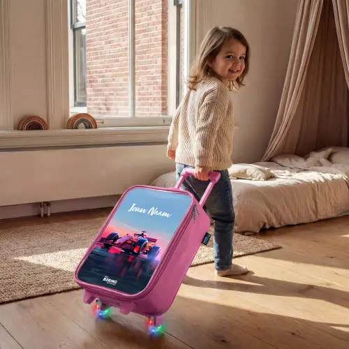 Rode racer Kinderkoffer - Roze klein -sfeer1