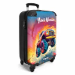 Roze Monstertruck Vliegt over het Asfalt NBS - Handbagage koffer - Kinderen Unisex middel -productfoto_3d