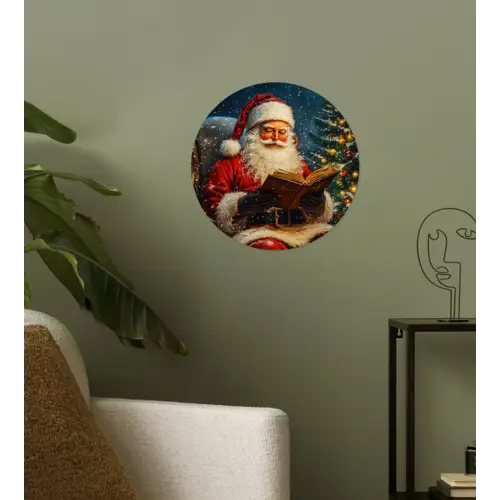 Kerstman - Kerst - Winter - Kerstboom Wandcirkel behangsticker klein -sfeer2