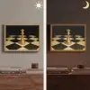 Koningin - Schaakstuk - Geblokt - Goud Light Box met batterij (Wandlamp) middel -sfeer3