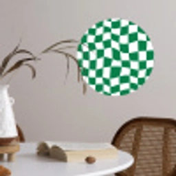 Schaakbord - Golvend - Groen Wandcirkel behangsticker klein 186 -sfeer3