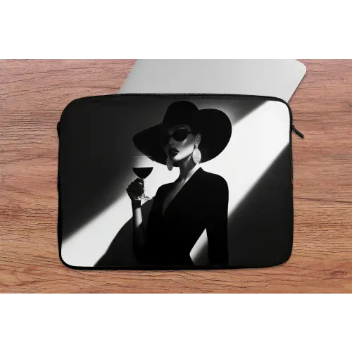 Vrouw - Wijn - Chic laptophoes neopreen klein -tafel