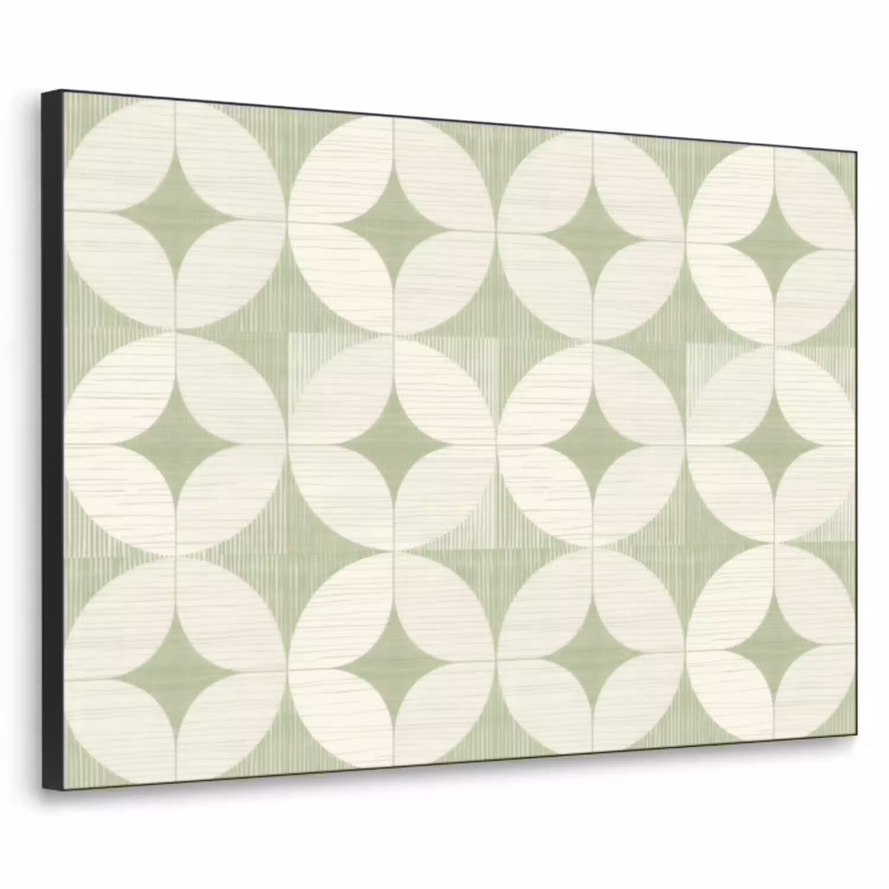 Saliegroen - Geometrisch - Retro - Mid-Century - Patroon Textielframe zwart klein 947 -3d