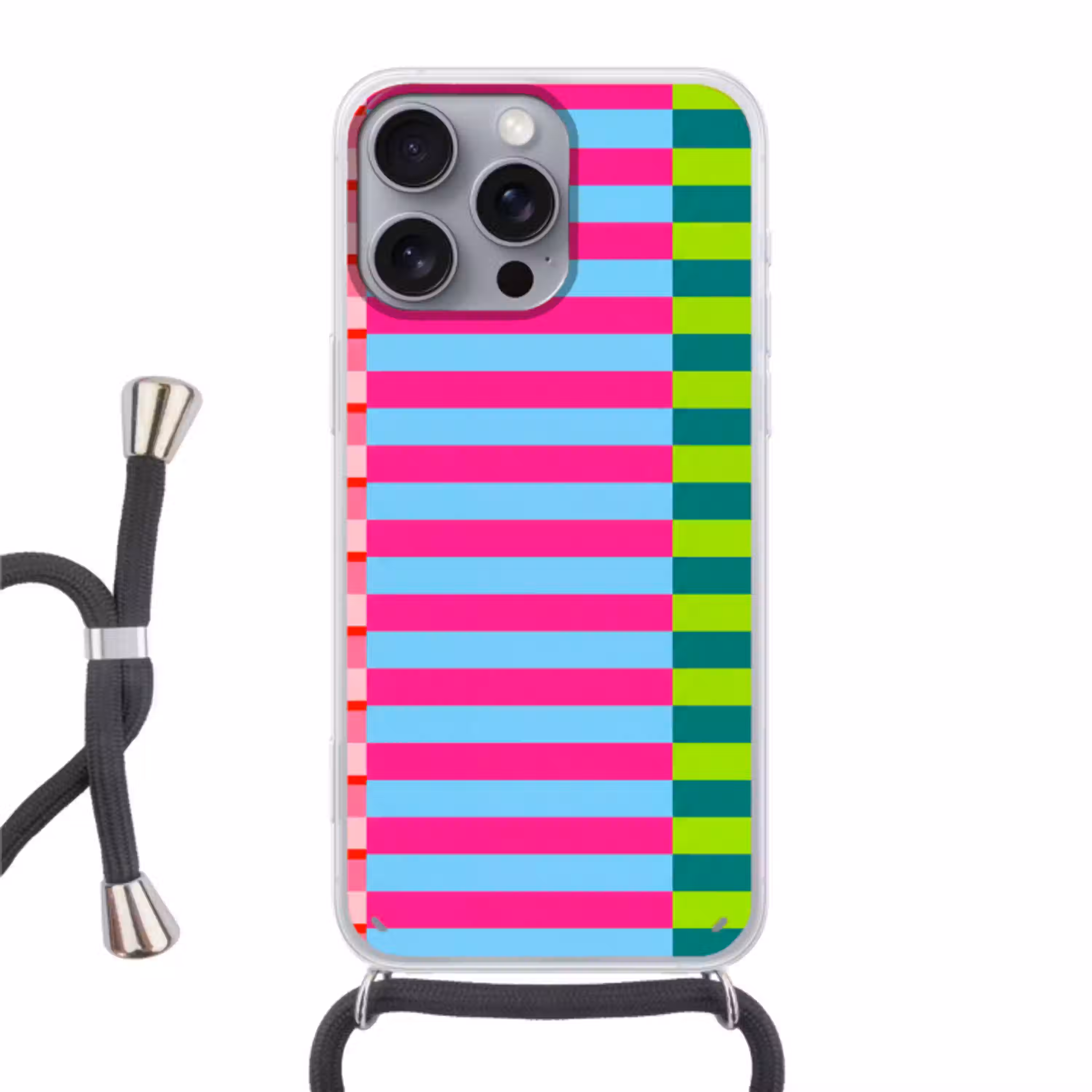 Patroon - Strepen - Modern - Abstract - Kleurrijk Hoesje iPhone 16 Pro Max met koord klein -3d