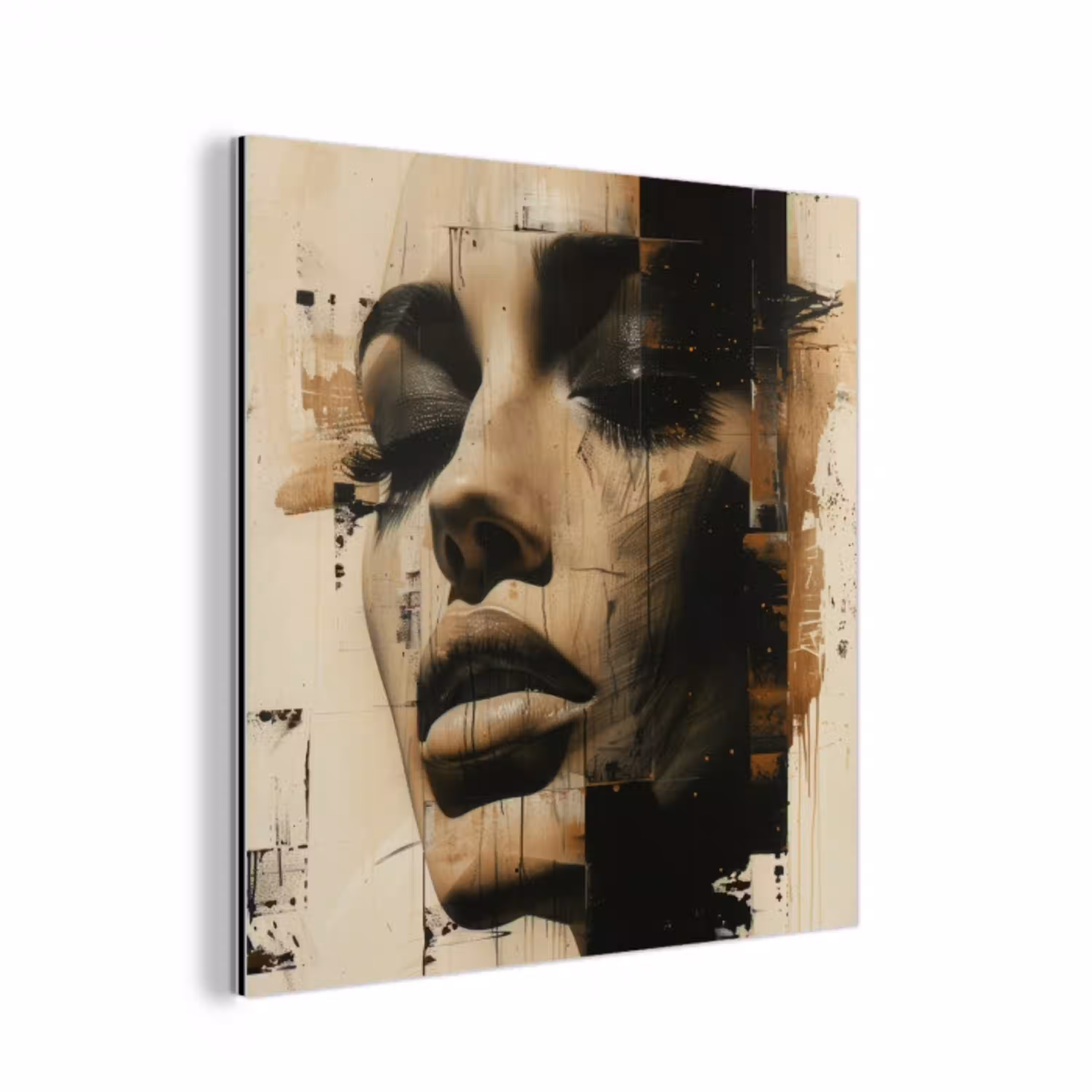 Vrouw - Gezicht - Abstract - Kunst aluminium wit klein -3d