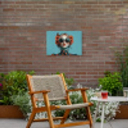 Vrouw - Blauw - Vlinder - Bloemen - Aesthetic Tuinposter op houten frame 2 cm dik klein -sfeer3