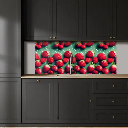 Aardbeien - Rood - Groen - Kroontjes keuken achterwand 2 middel 871 -sfeer1