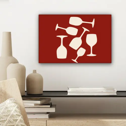 Wijnglazen - Silhouetten - Wit canvas 2cm klein -sfeer6