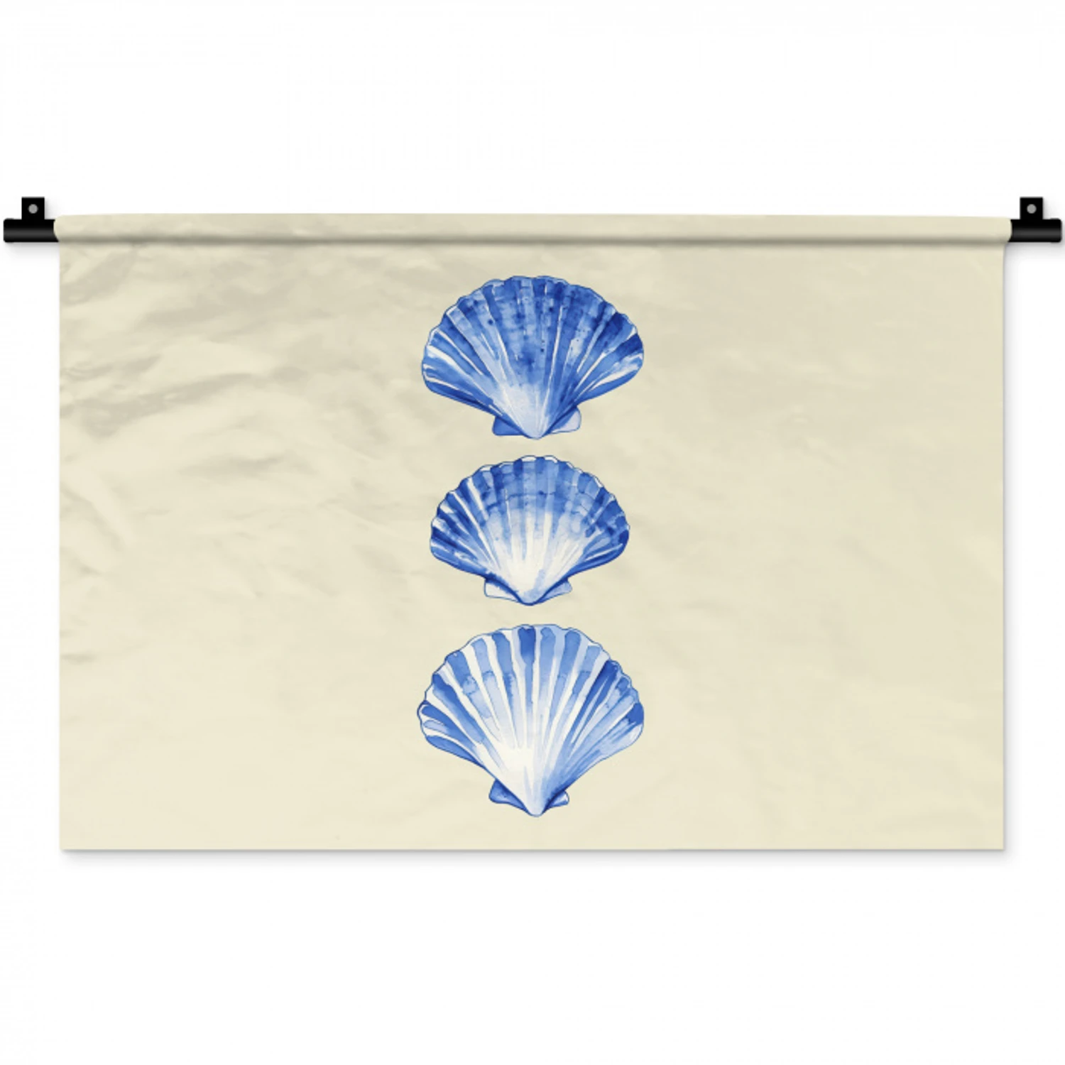 Schelpen - Blauw - Beige Wandkleed katoen klein -zz3d