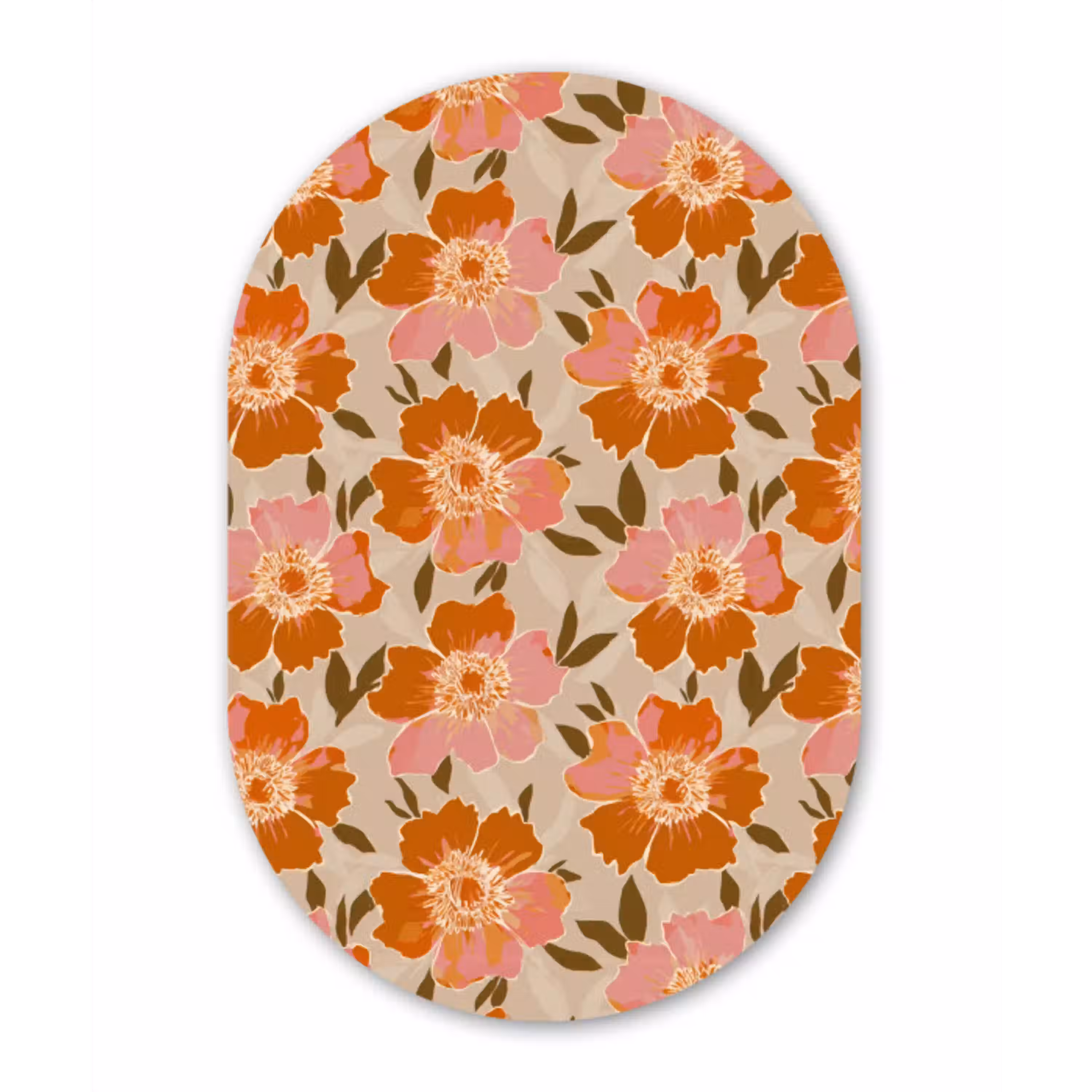 Bloemen - Motief - Retro Wandcirkel Ovaal Aluminium middel 839 -3d