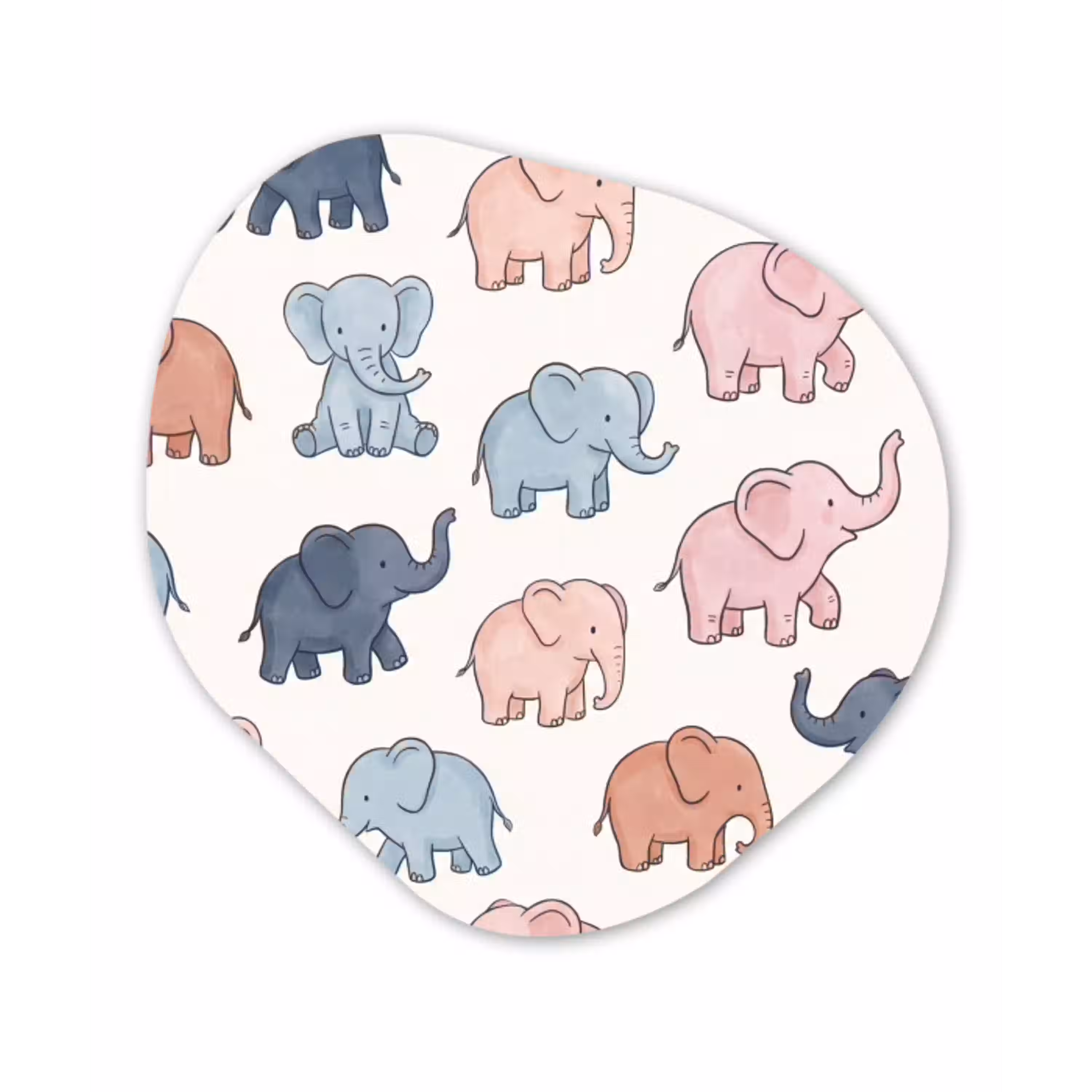 Dieren - Patroon - Kinderkamer - Pastel - Speels Wandcirkel Organisch Aluminium middel -3d