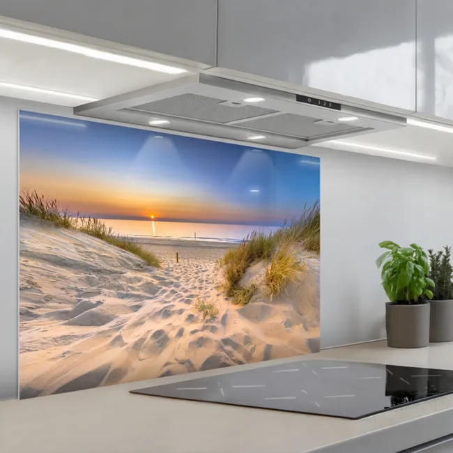 Spritzschutz Küche - Düne - Sonnenuntergang - Horizont - Strand - Gras
