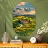 Toscane - Landschap - Wijngaarden Wandcirkel Ovaal Glas middel -sfeer2