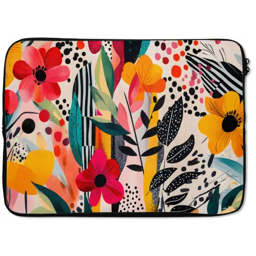 Bloemen - Bladeren - Abstract - Kleurrijk laptophoes neopreen klein -zkaufland3dotto