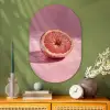 Grapefruit - Roze - Disco - Shiny Wandcirkel Ovaal Glas middel -sfeer2