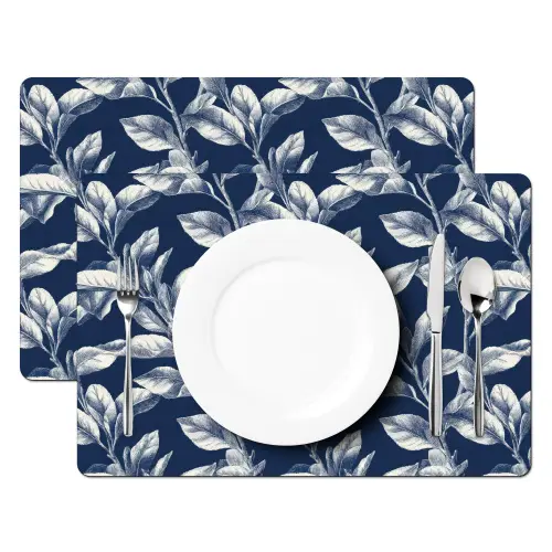 Botanisch - Patroon - Blauw Placemat vinyl groot 368 -zzsfeer2_Kitchenyeah-website