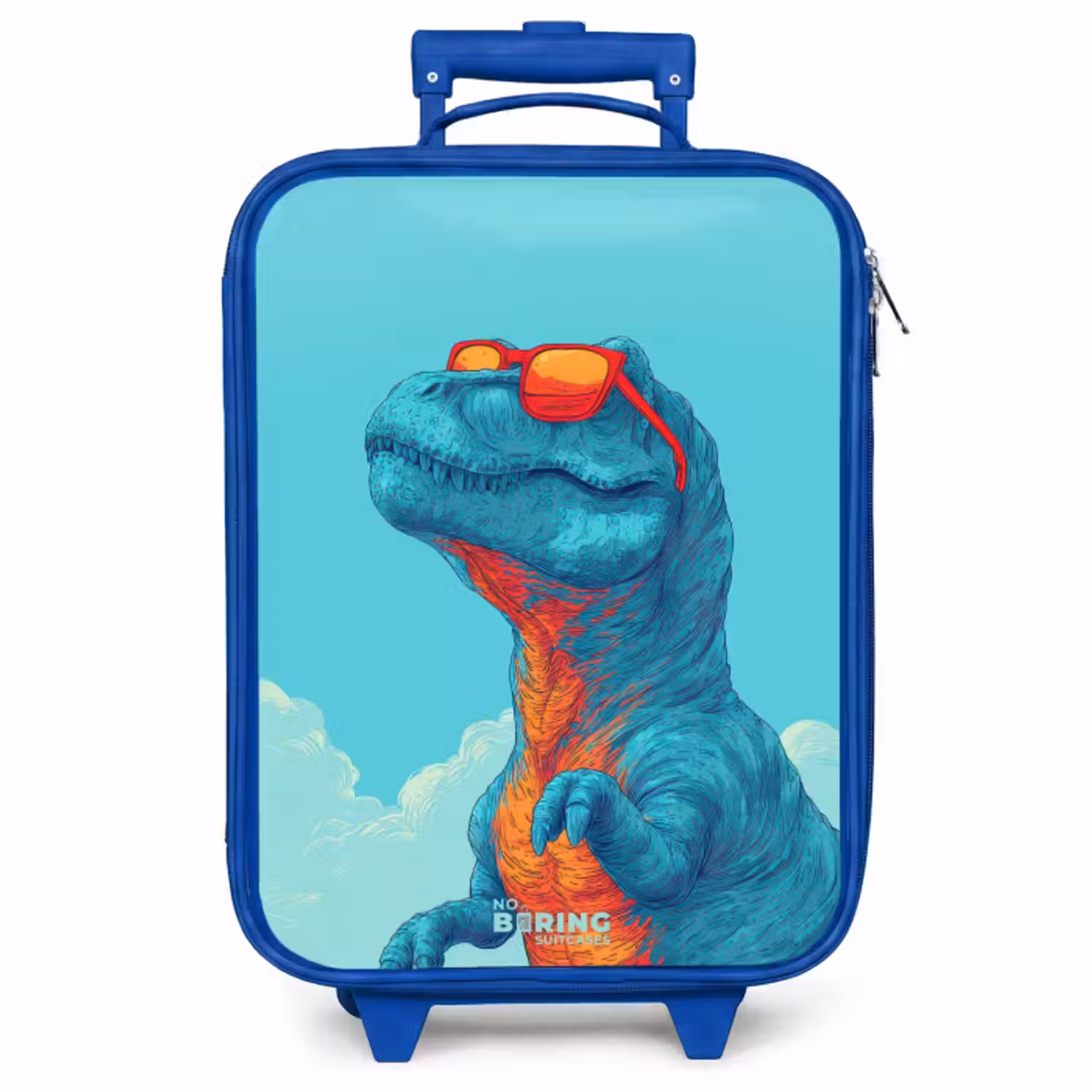 Kinderkoffer Blau - Dino mit Sonnenbrille