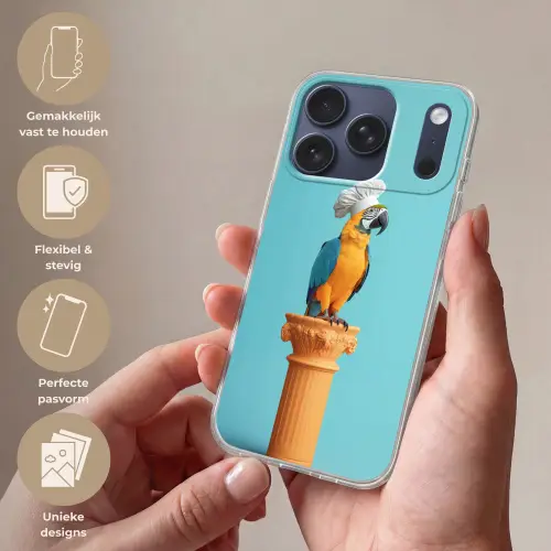 Papegaai - Koksmuts - Grappig - Vogel Telefoonhoesje iPhone 17 Pro klein -sfeer3_NL