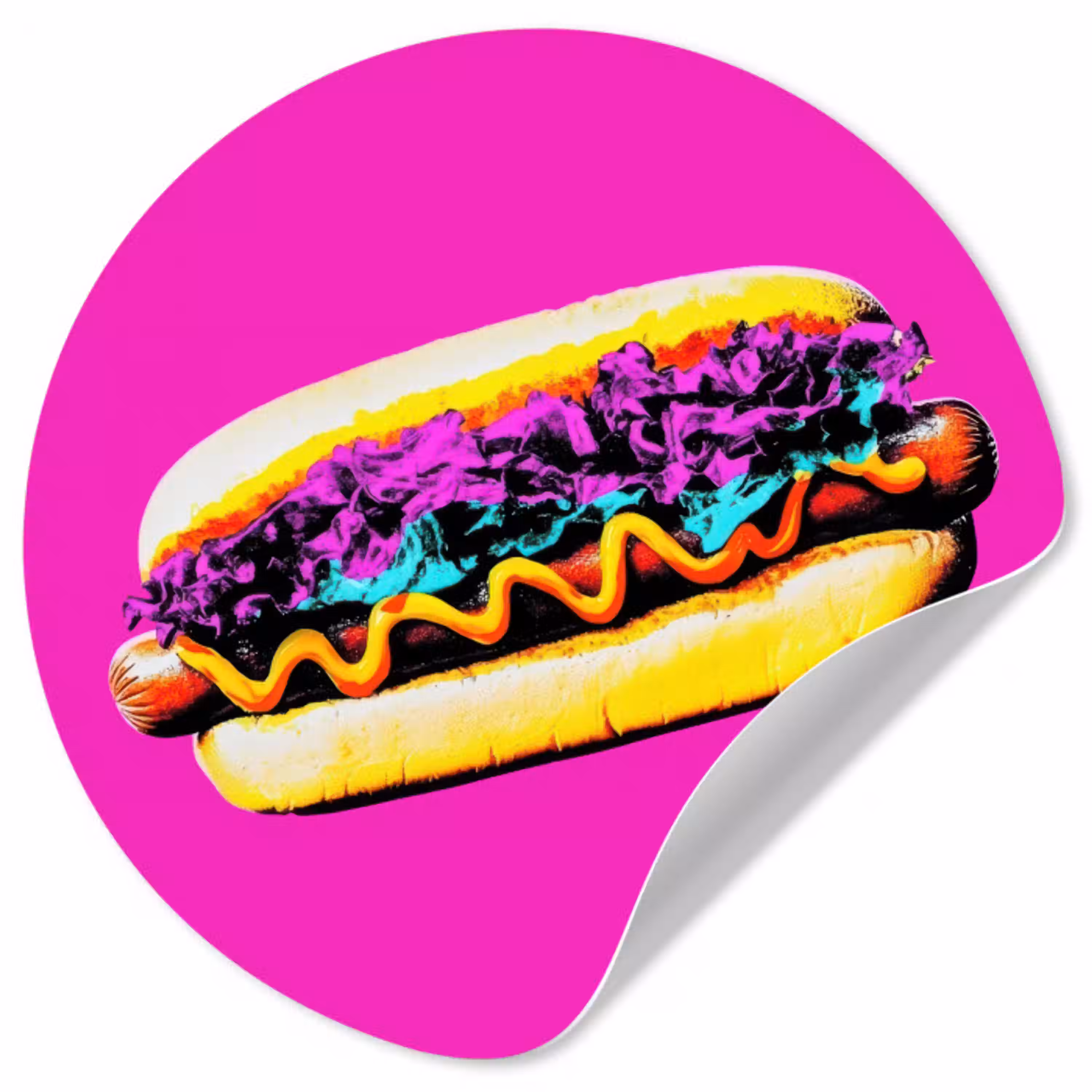 Hotdog - Roze - Retro Wandcirkel behangsticker klein -3d