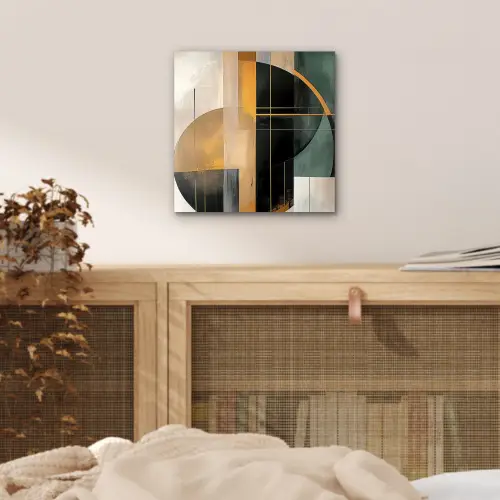 Abstract - Goud - Brons - Groen - Vormen - Modern aluminium wit klein -sfeer3